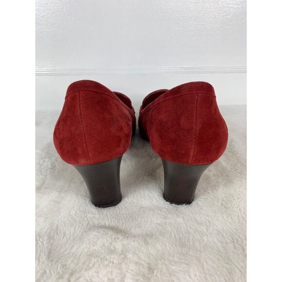 AK Anne Klein Iflex Womens Red Suede Loafers heels Size 9.5M - Picture 3 of 9